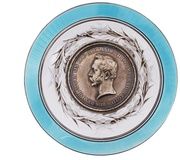 Серебряная чаша с эмалью и кристаллом времен Александра II