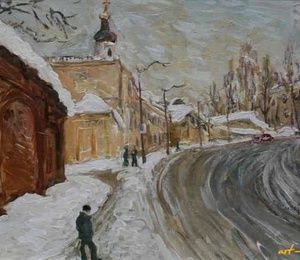 To the top along Bolshoi Sovetskaya.From the series Old Town Smolensk.Canvas, oil.42 x 68 cm.