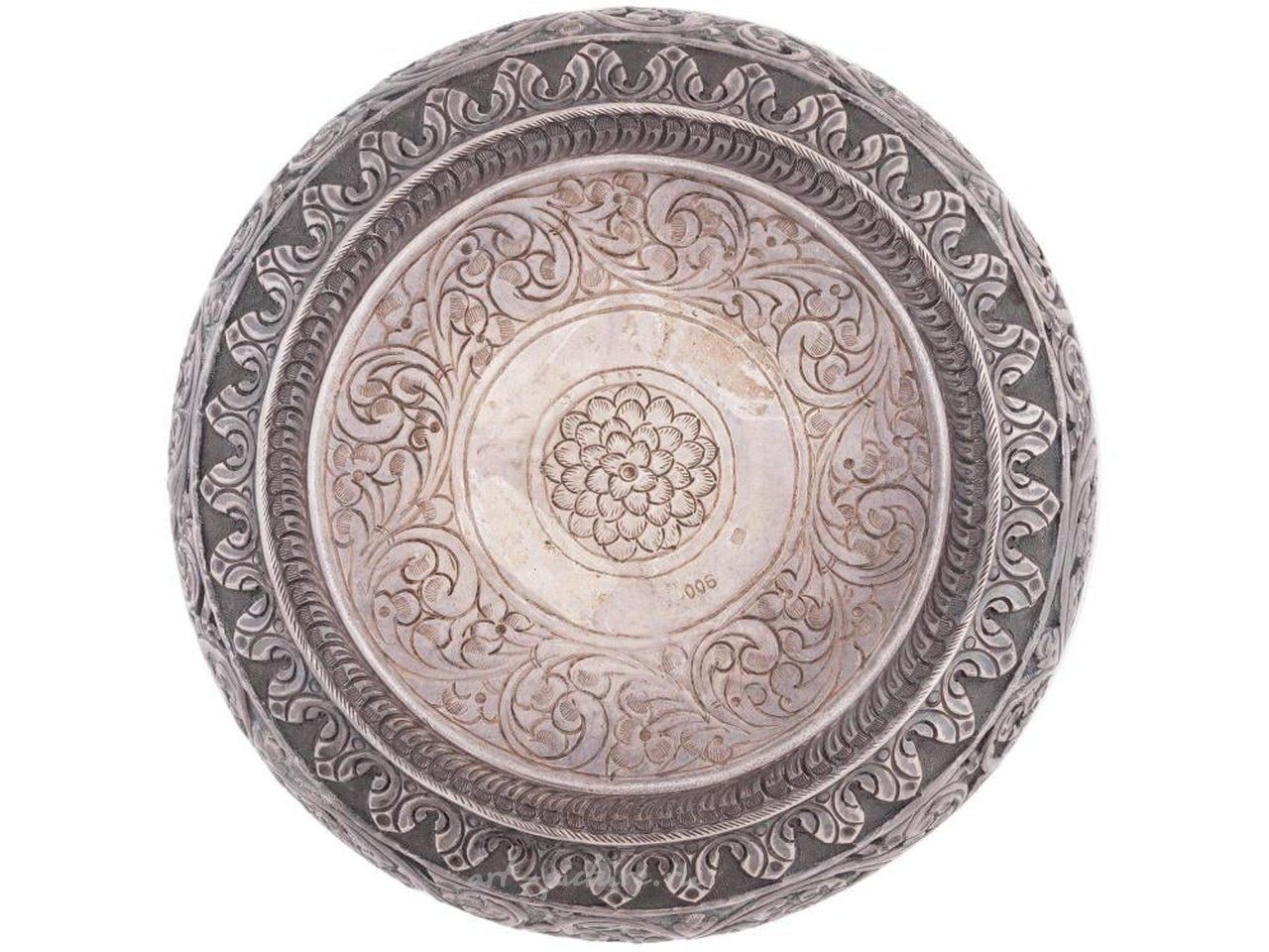 Русское серебро , Антикварная русская еврейская ручная выгравированная серебряная водная чаша