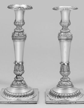 купить Подсвечники в стиле бидермейер, серебро, мастер Иоганн Георг Вильгельм Гейнике, Берлин, около 1835 года