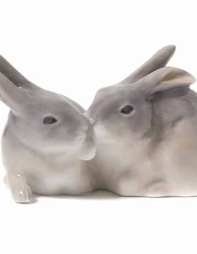 Porcelain figure "A couple of rabbits".Royal Copenhagen, 1923-1928