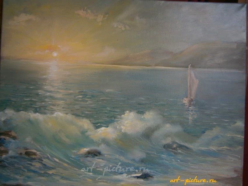 Морской пейзаж. Закат. холст масло
