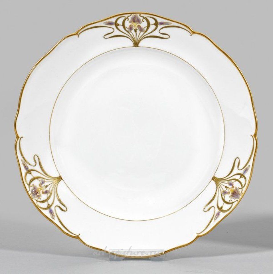 Декоративная тарелка "Арт-нуво" с эмалевой живописью и украшением мечелука