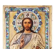 Антикварная русская икона Христос Пантократор 19 век
