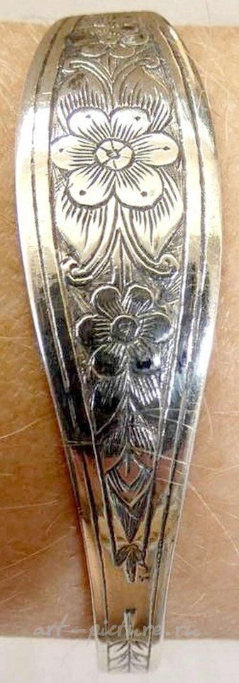 Русское серебро , Винтажный браслет-манжета из серебра