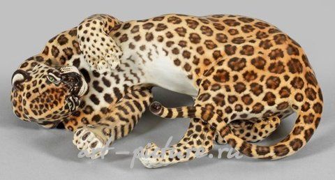 Арт-нуво порцелановая фигура леопарда