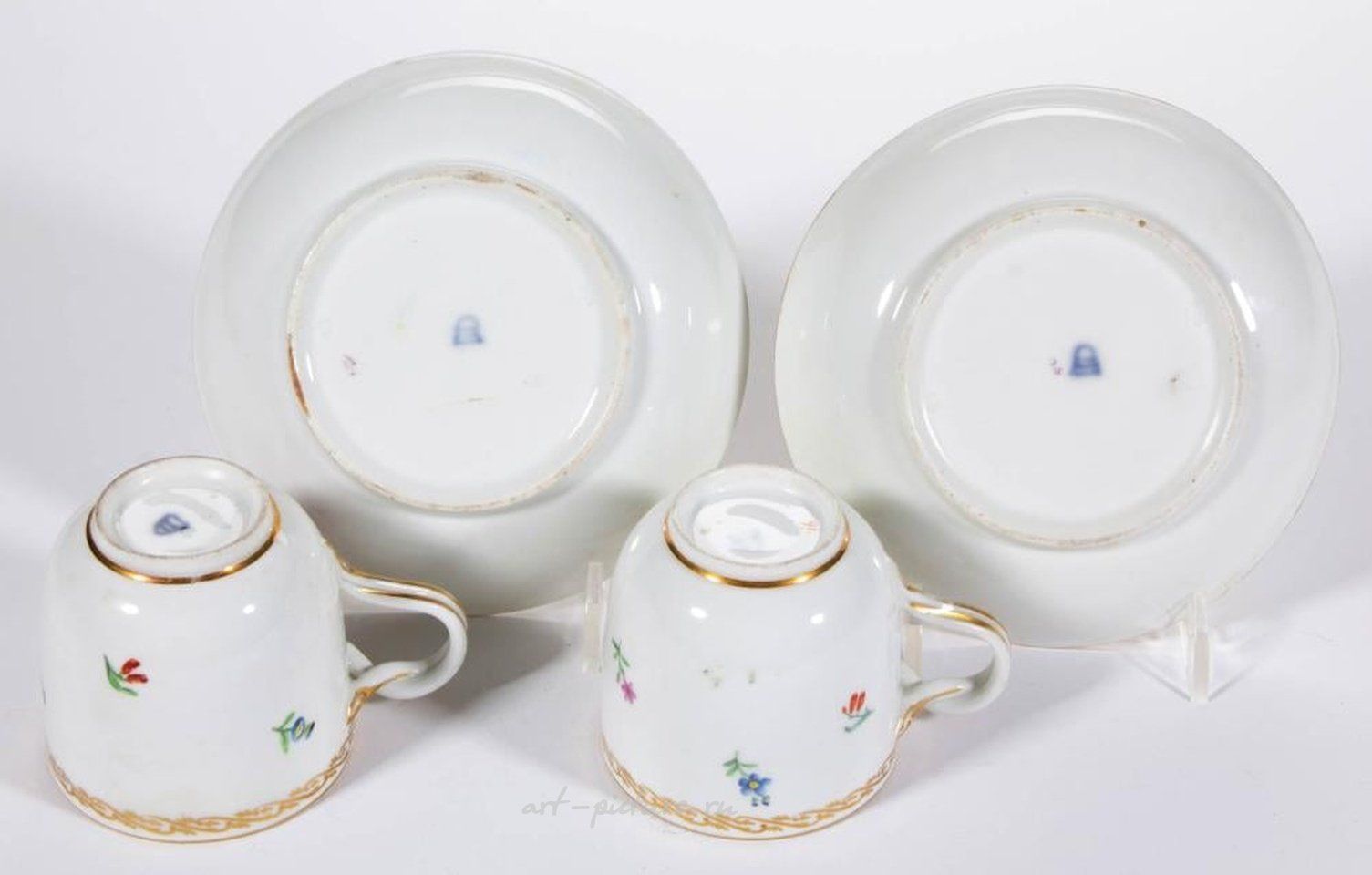 Royal Vienna Porcelain , ASSORTED HAND-PAINTED PORCELAIN CUP AND SAUCER SETS, LOT OF ...