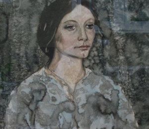 Girl in gray.Paper, watercolor.66 x 56 cm.