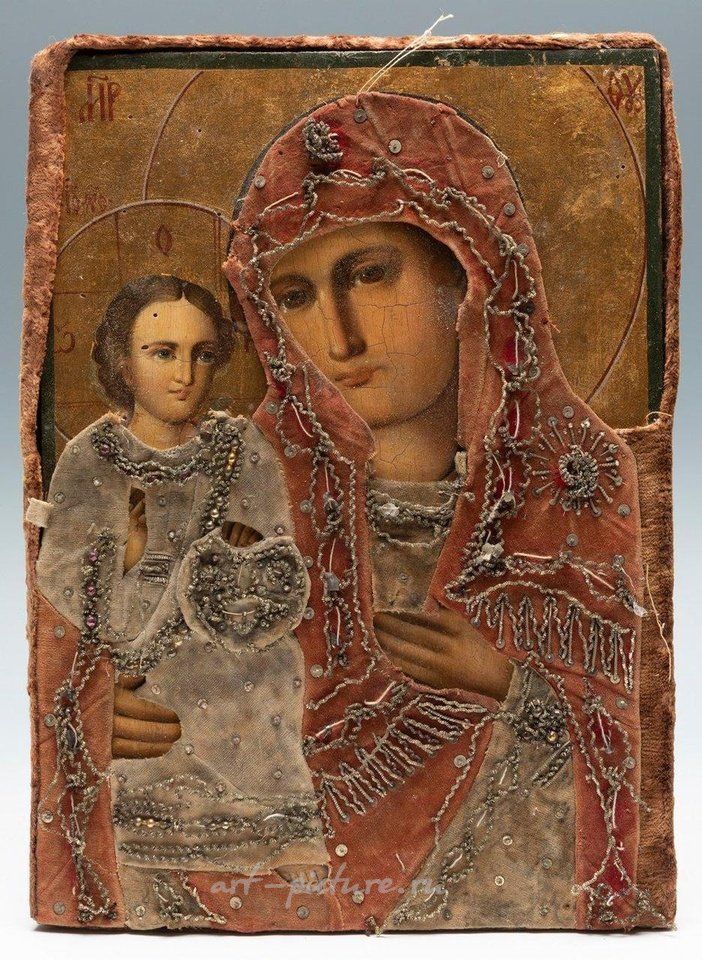 Russian silver , Rare and unusual Russian icon of the 19th century. "Madonna and Child"