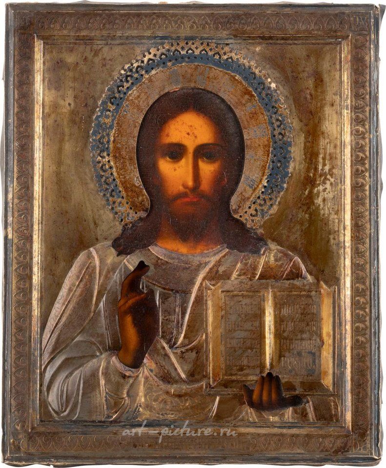 Русское серебро , Икона с Христом Пантократором в серебряном окладе