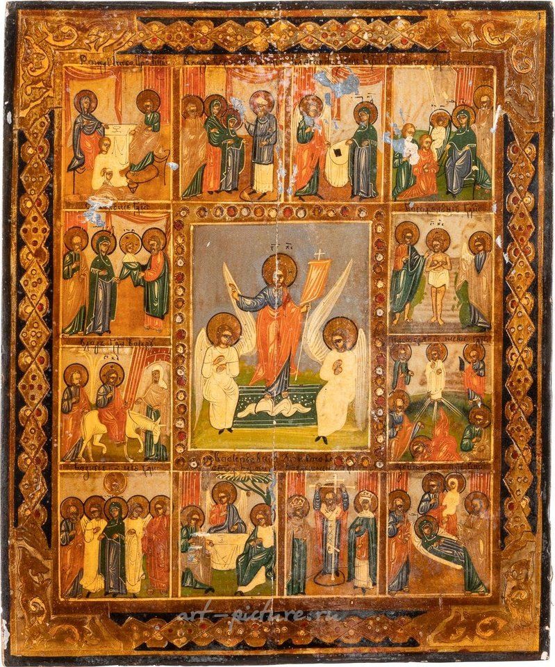 Русское серебро , Икона праздника. Россия, конец XIX века. Темпера на дереве.