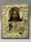 A RUSSIAN ORTHODOX ICON OF CHRIST PANTOKRATOR IN SILVER RIZA...