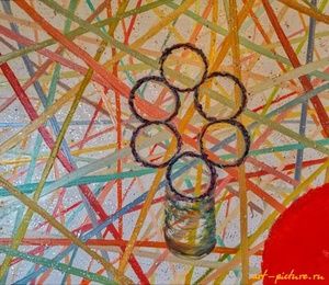 Rings canvas, oil, enamel.