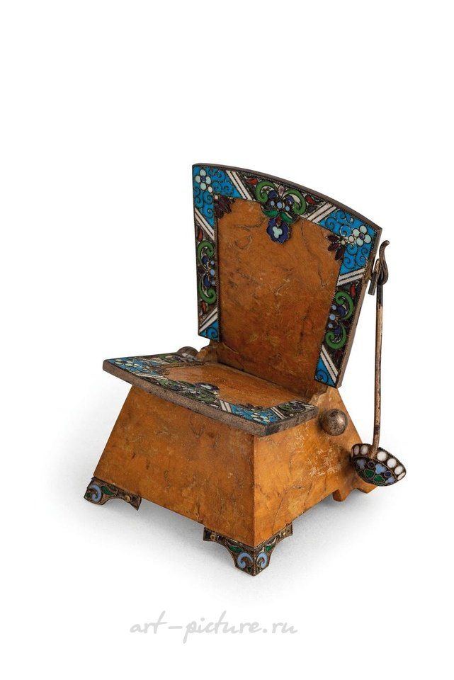 Russian silver , SALIERA A THRONE IN BIRCH WOOD, SILVER AND ENAMEL, SAN P...