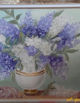 купить Букет сирени картон, масло, рамка 