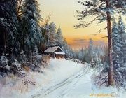 Winter afternoon oil, canvas