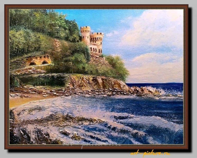 Остров. масло, холст на картоне, мастихин