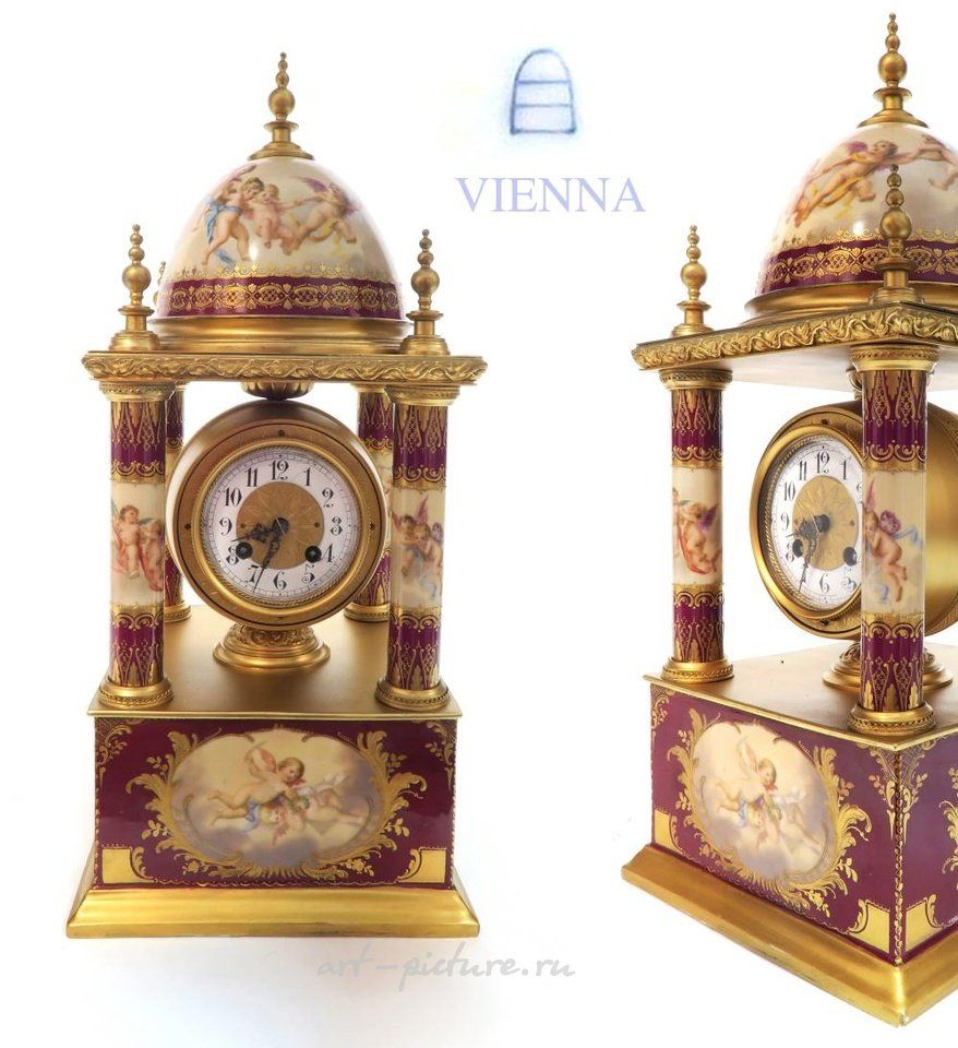 Royal Vienna Porcelain , Large 19th C. Royal Vienna Austrian Clock