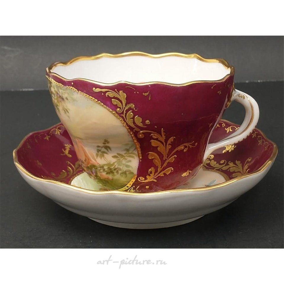 Royal Vienna Porcelain , Exceptional Antique Royal Vienna Cup & Saucer