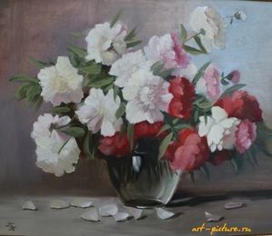 Peonies canvas, butter