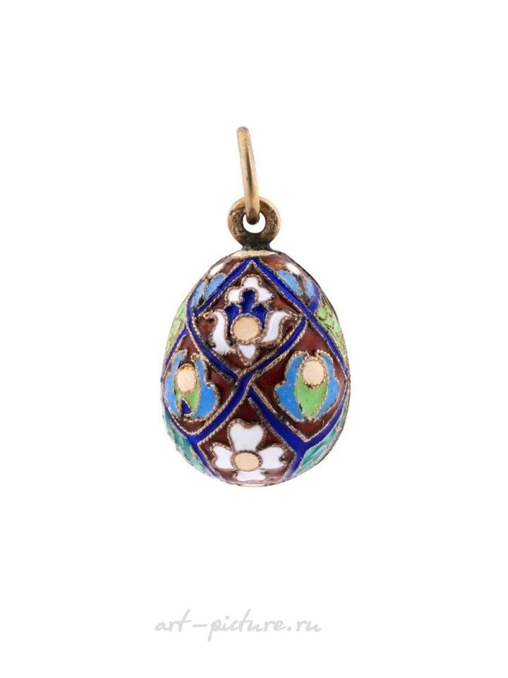 Russian silver , RUSSIAN GILT SILVER CLOISONNE ENAMEL EGG PENDANT