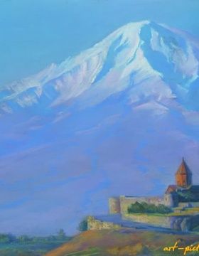 купить «Монастырь Хор Вирап с видом на Арарат» Пастель, бумага. 