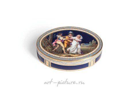 Russian silver, GOLD AND ENAMEL SNUFFBOX WITH MINIATURE, 19TH CENTURY