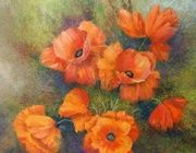Flowering poppies oil, canvas