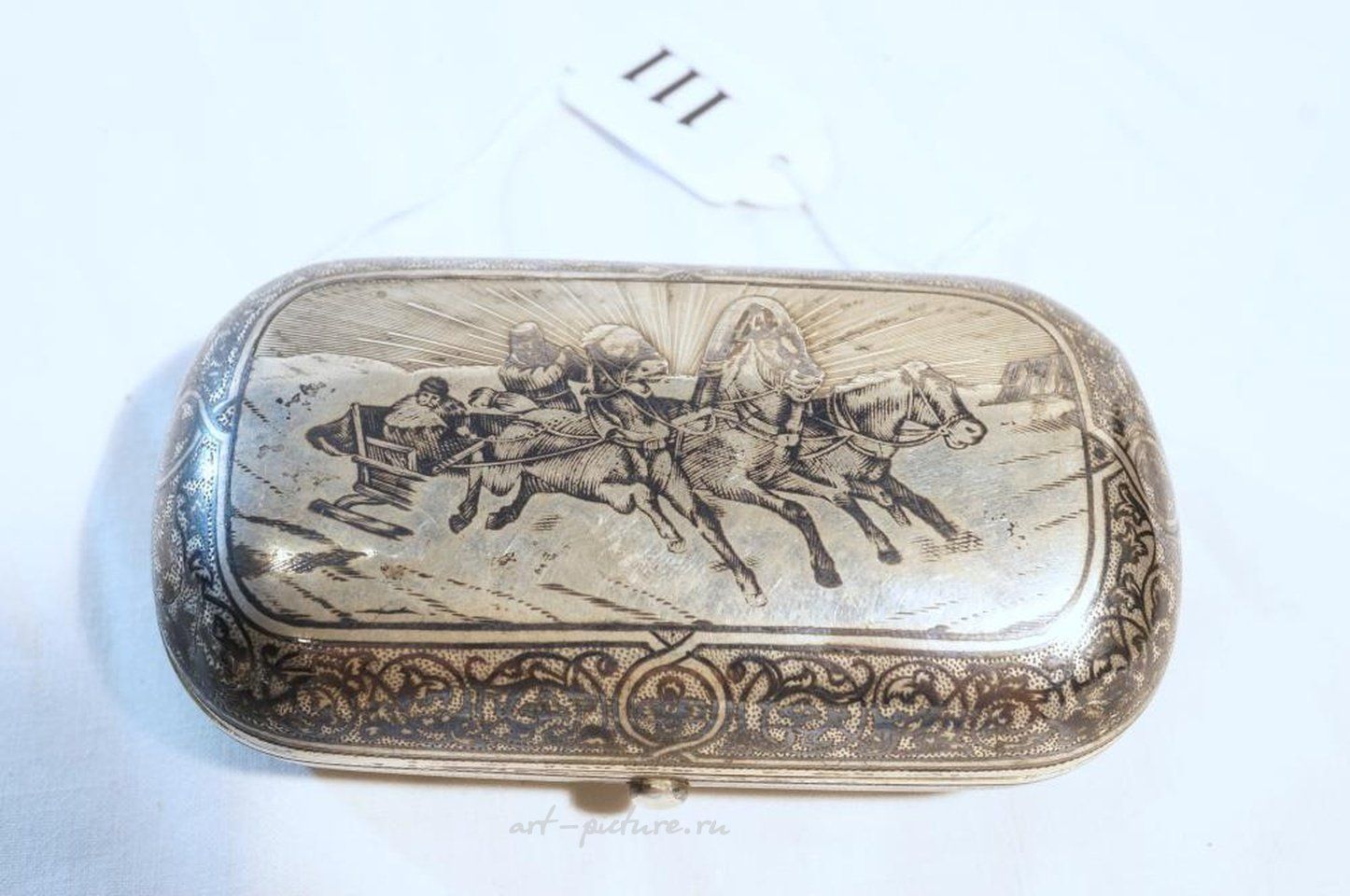 Русское серебро , Старинный русский портсигар "тройка"
