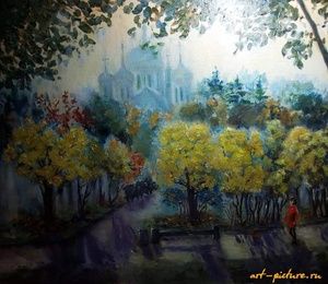 In the park, canvas on cardboard 35*50 oil