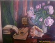 Invitation of happiness oil, canvas