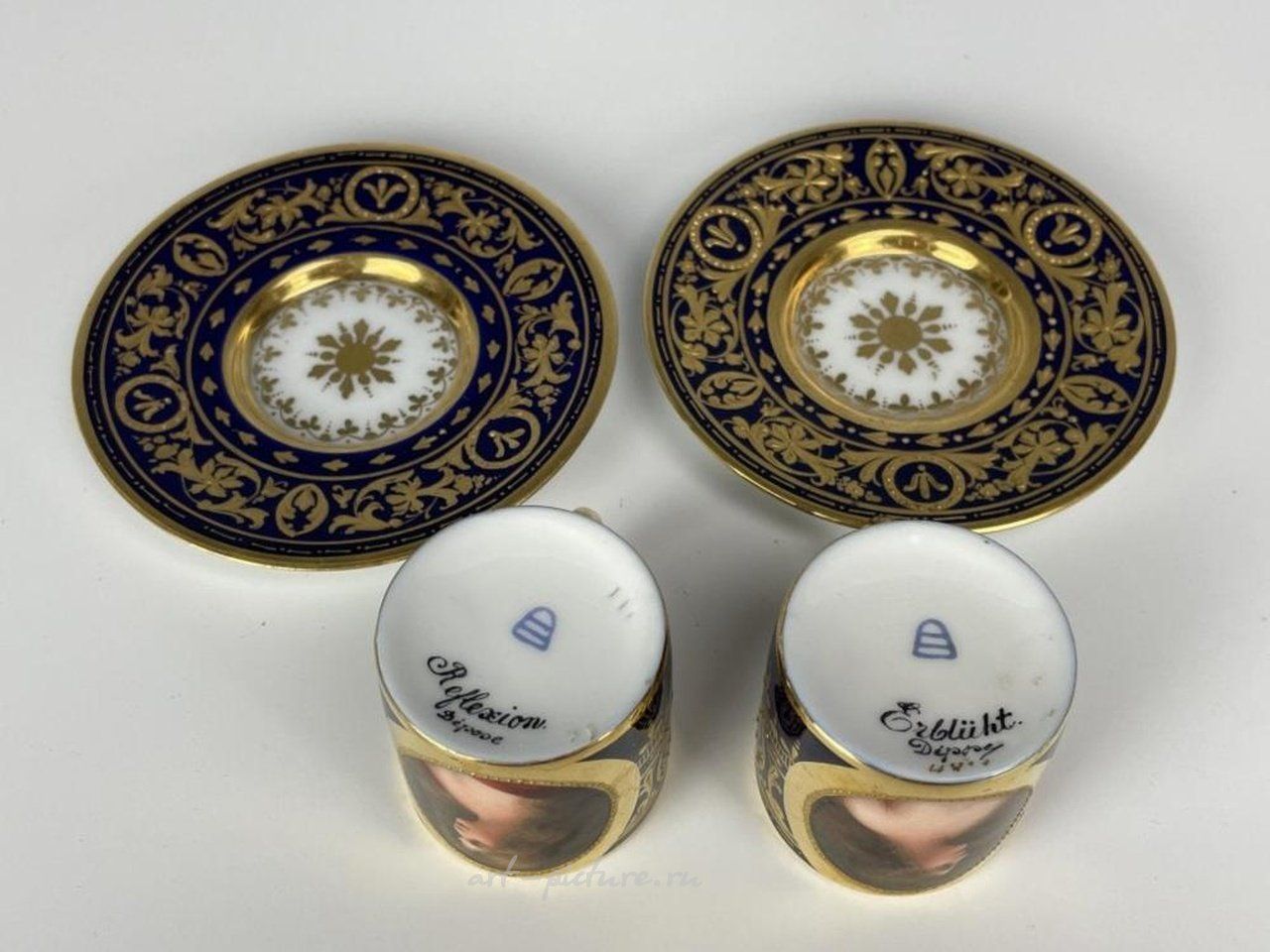 Royal Vienna Porcelain , PAIR OF ROYAL VIENNA DEMITASSE CUP & SAUCERS WAGNER