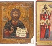 Две иконы: Богородица Феодоровская и Христос Пантократор...