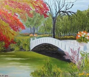 Bridge in the park canvas, butter