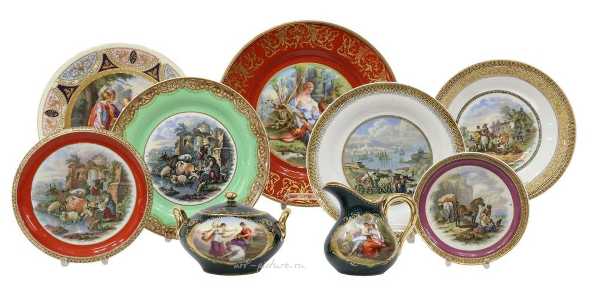 Royal Vienna , Комплект кабинетных тарелок в стиле Royal Vienna и других стилей