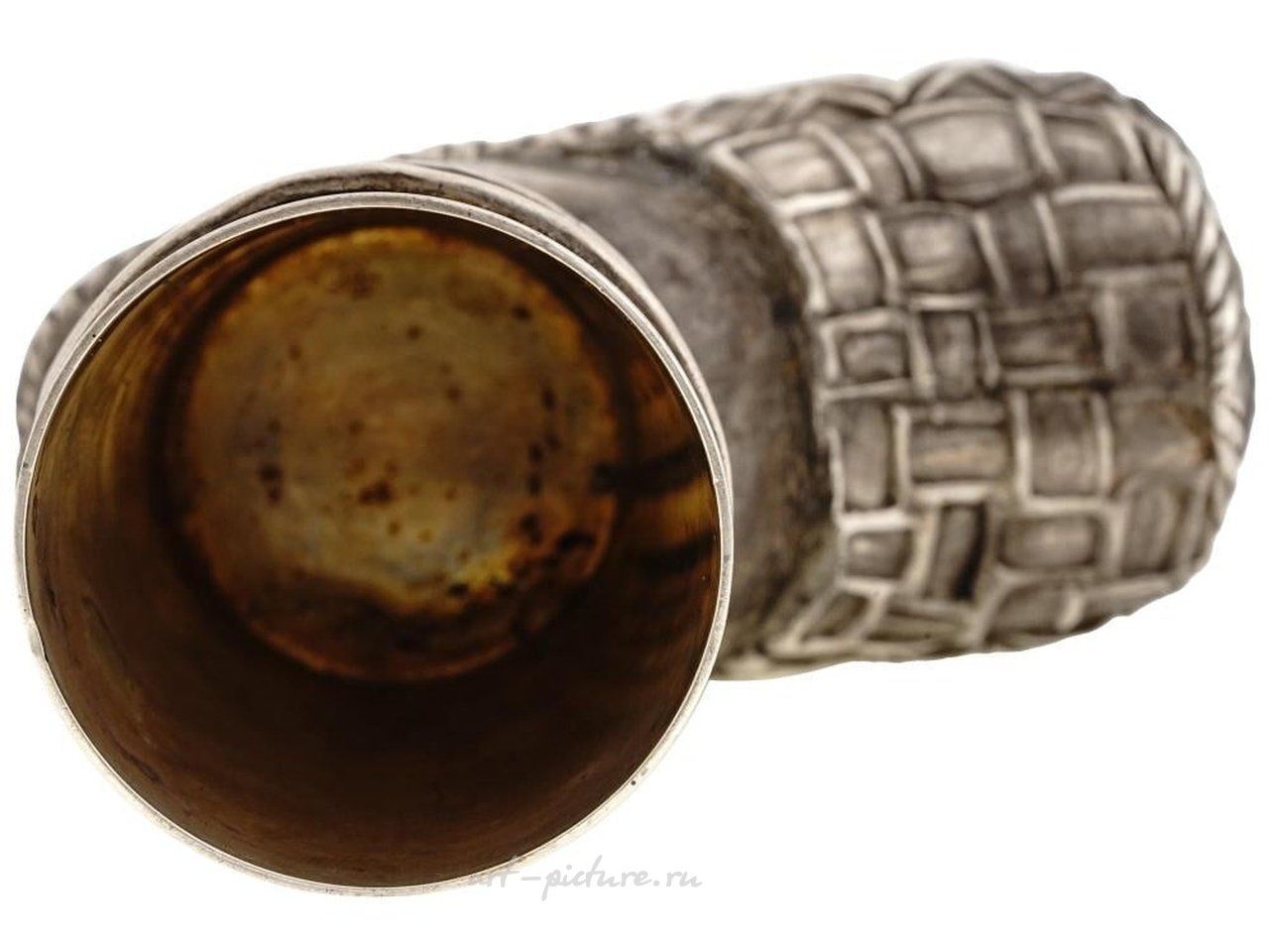 Русское серебро , Русская серебряная чашка для водки в форме башмака