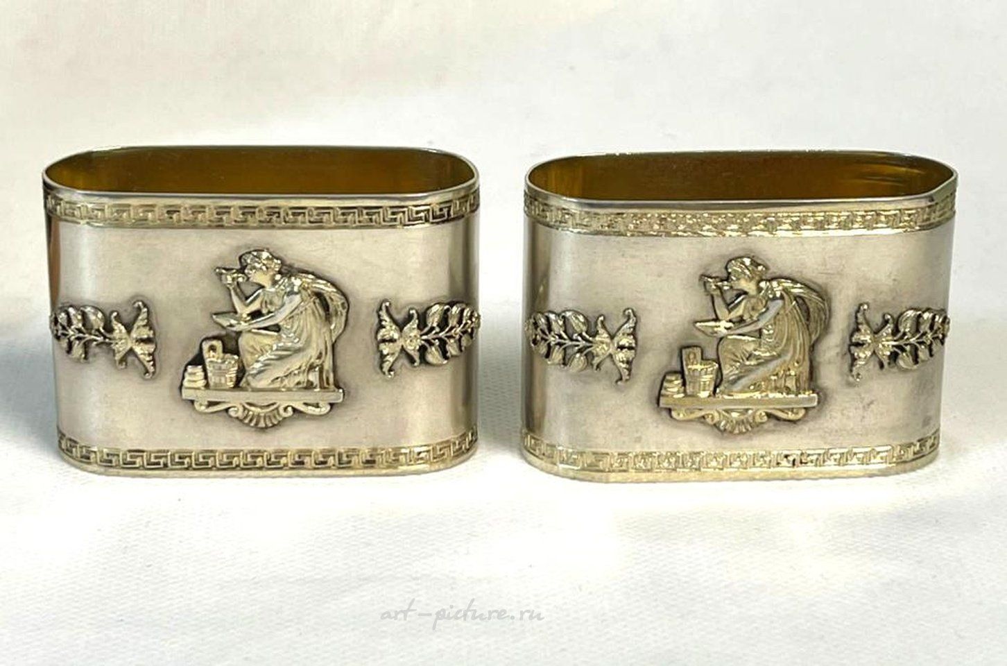 Russian silver , Napkin rings couple.