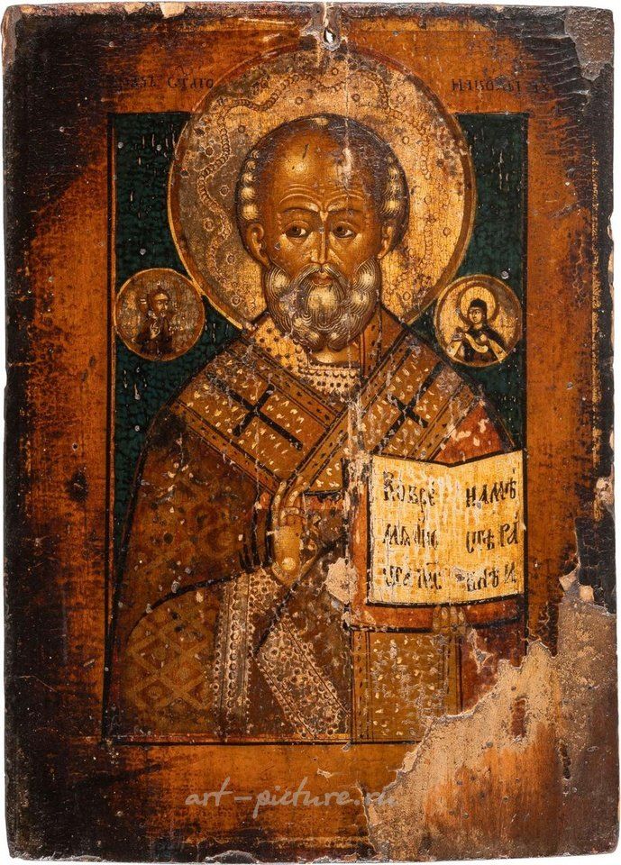 Русское серебро , Две иконы, изображающие святого Николая Мирликийского и трехрукий образ