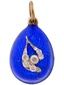 RUSSIAN GILT SILVER ENAMEL DIAMONDS EGG PENDANT