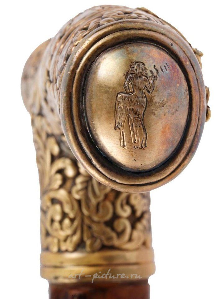 Русское серебро , Русская императорская деревянная трость с позолоченным серебряным декором