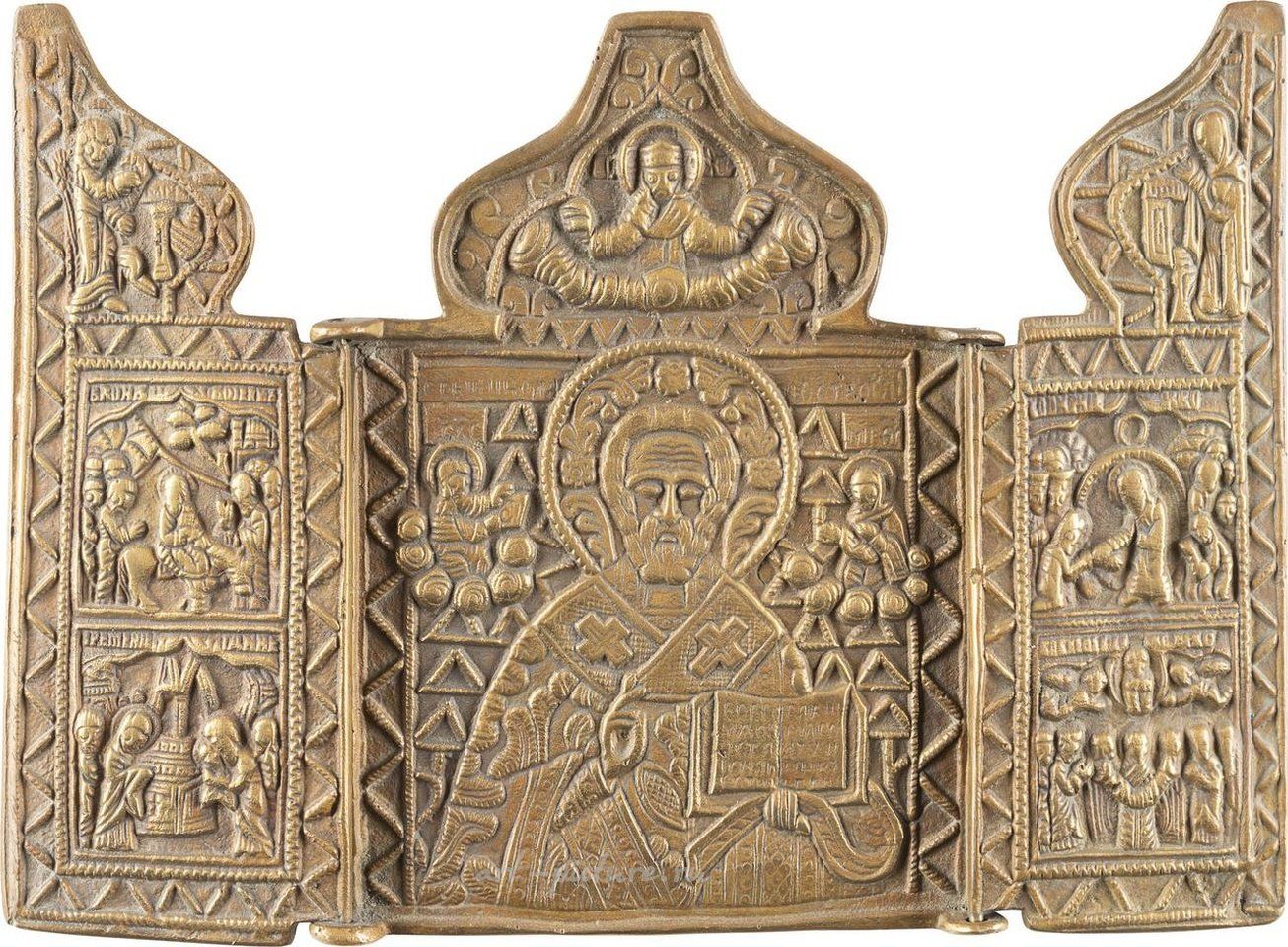 Русское серебро , ШЕСТЬ МЕДНЫХ ИКОН И ДВА ТРИПТИХА