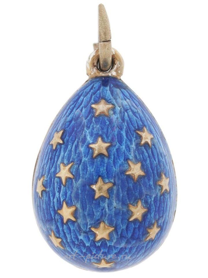 Русское серебро , Подвеска яйцо с изображением зодиака из русского серебра с позолотой и эмалью