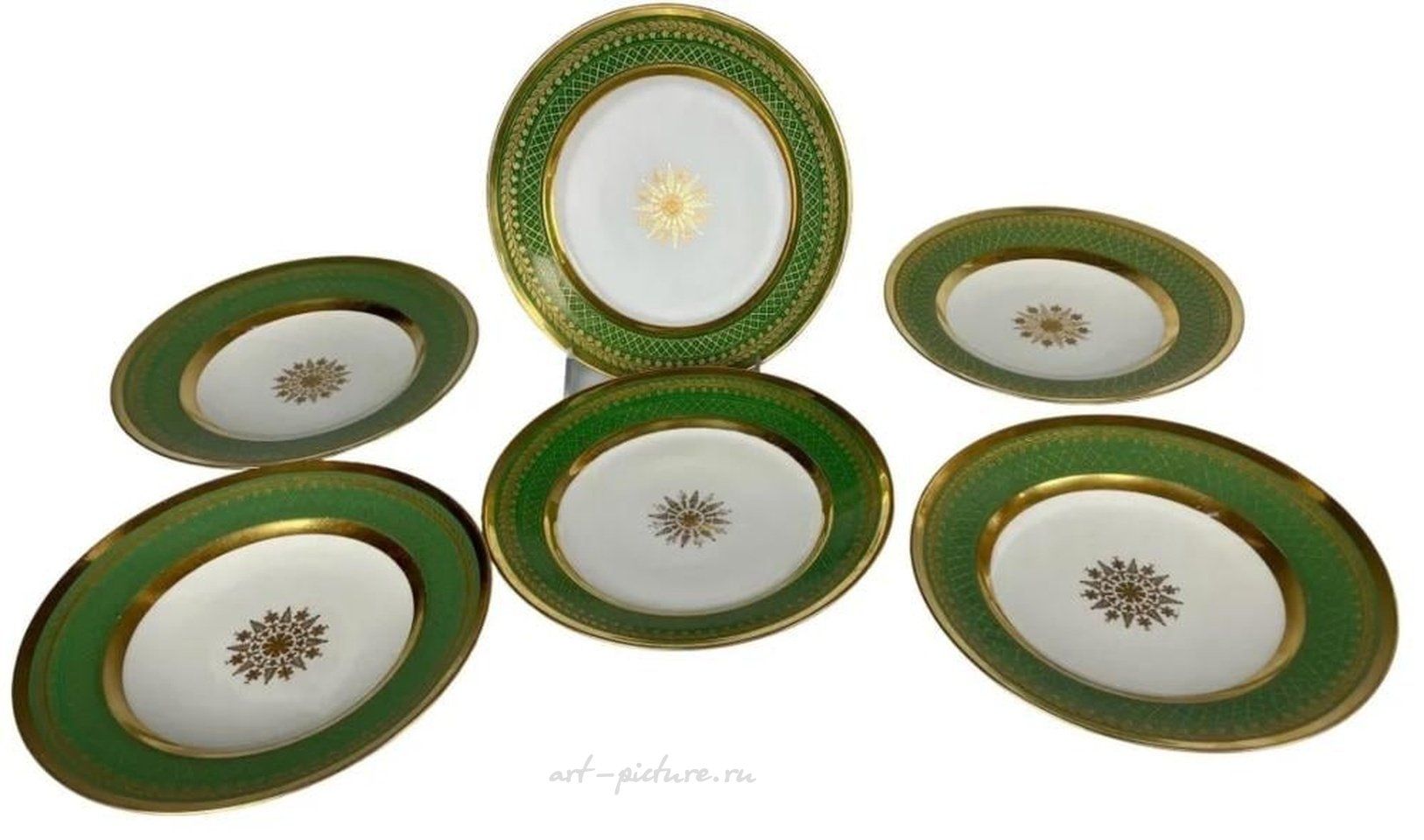 Royal Vienna Porcelain , SET OF 6 ANTIQUE ROYAL VIENNA PLATES