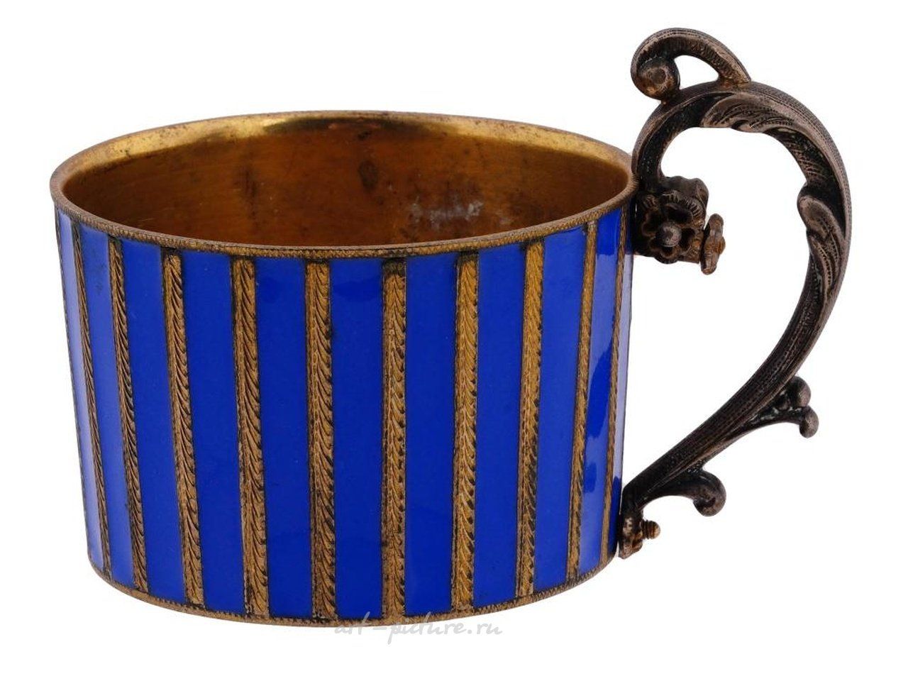Русское серебро , Русская серебряная чашка для чая с эмалью
