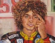 Portrait of a motorcycle owner oil, canvas