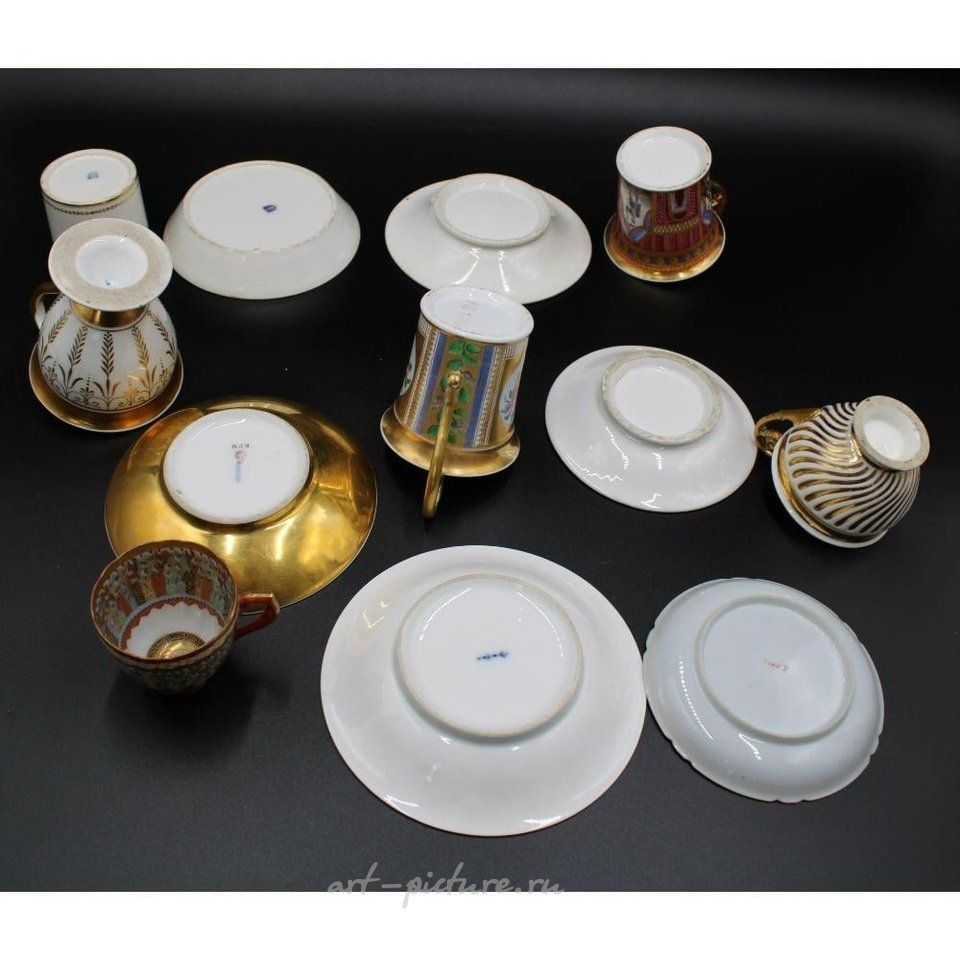 Royal Vienna Porcelain , 6 Antique Porcelain Cups And Saucers.