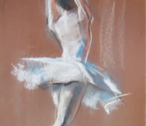 Ballerina in front of the mirror pastel, paper