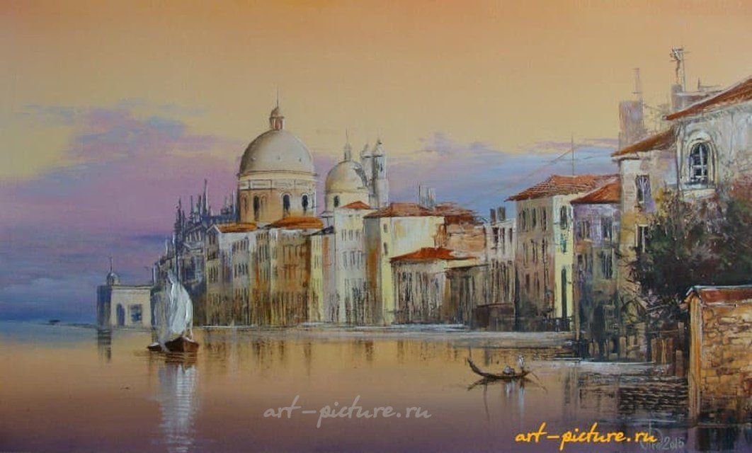 The translation of the text "Гранд канал масло, холст" into English is "Grand Canal oil, canvas."
