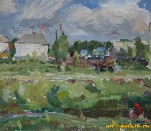 Rural landscape.Cardboard, oil.34 x 47 cm