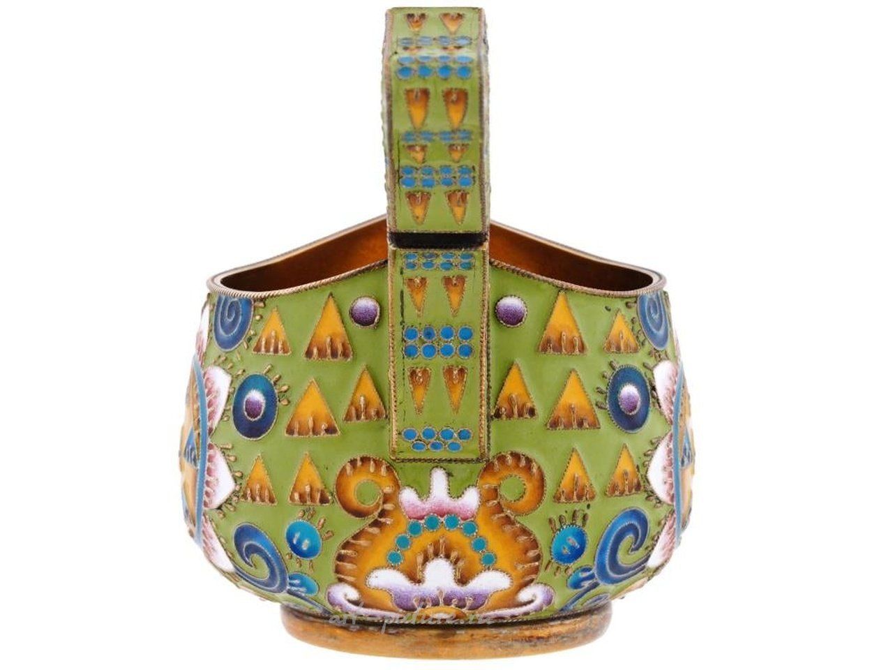 Russian silver , RUSSIAN 84 GILT SILVER AND CLOISONNE ENAMEL KOVSH